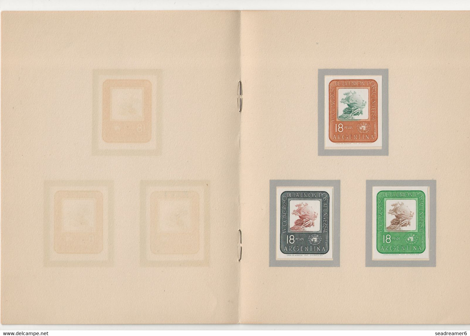 ARGENTINA XV Congreso De La Unión Postal Universal 6 Ensayos Sin Dentar De Diferentes Colores Del Sello Aéreo N°98 RR - Unused Stamps