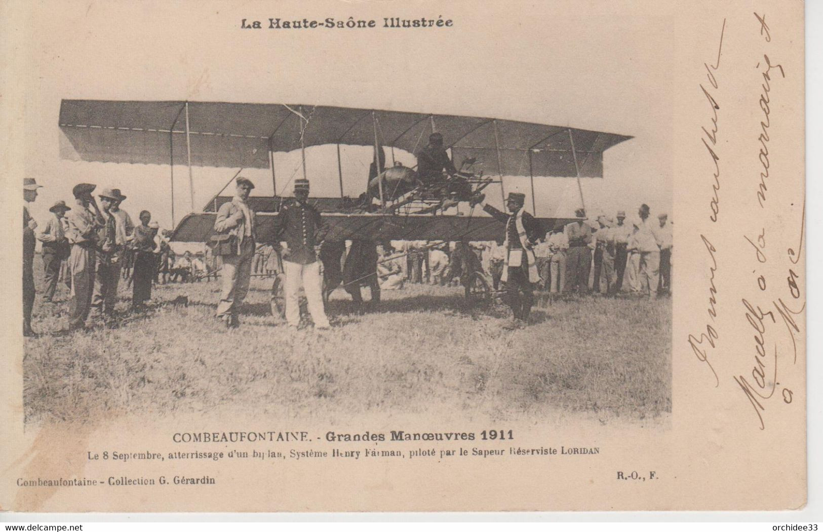 CPA Combeaufontaine - Grandes Manoeuvres 1911 - Le 8 Septembre, Atterrissage D'un Biplan ... Sapeur Réserviste Loridan - Combeaufontaine