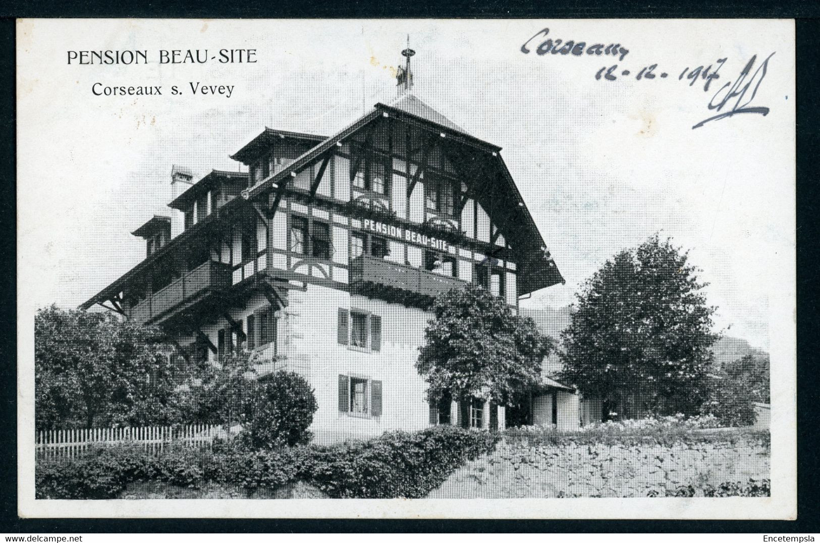 CPA - Carte Postale - Suisse - Corseaux S. Vevey - Pension Beau Site - 1917 (CP21895OK) - Corseaux