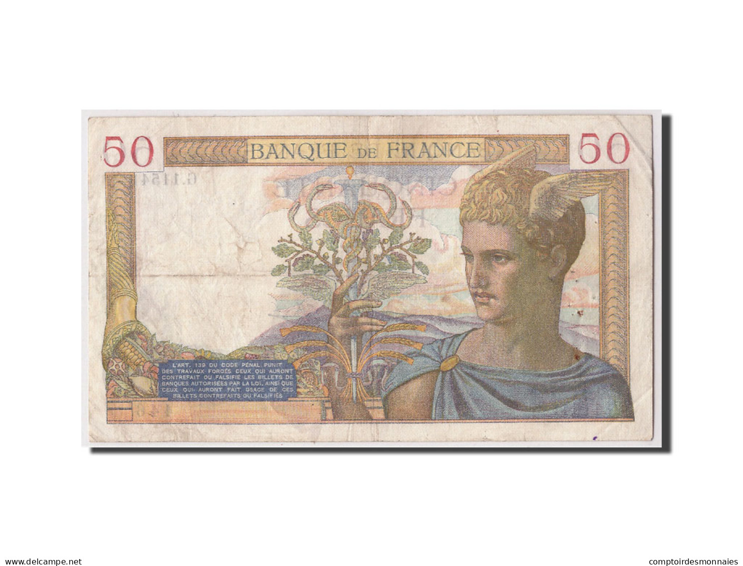 Billet, France, 50 Francs, 1939, 1939-11-09, TTB, Fayette:18.34, KM:85b - 50 F 1934-1940 ''Cérès''