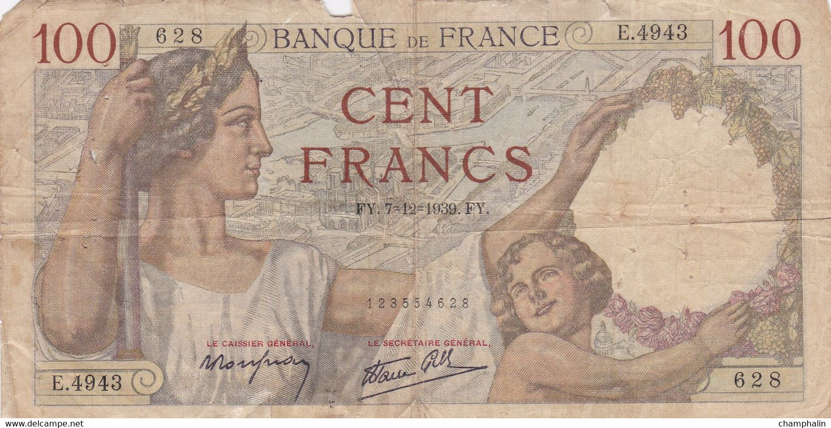 France - Billet De 100 Francs Type Sully - 7 Décembre 1939 - 100 F 1939-1942 ''Sully''