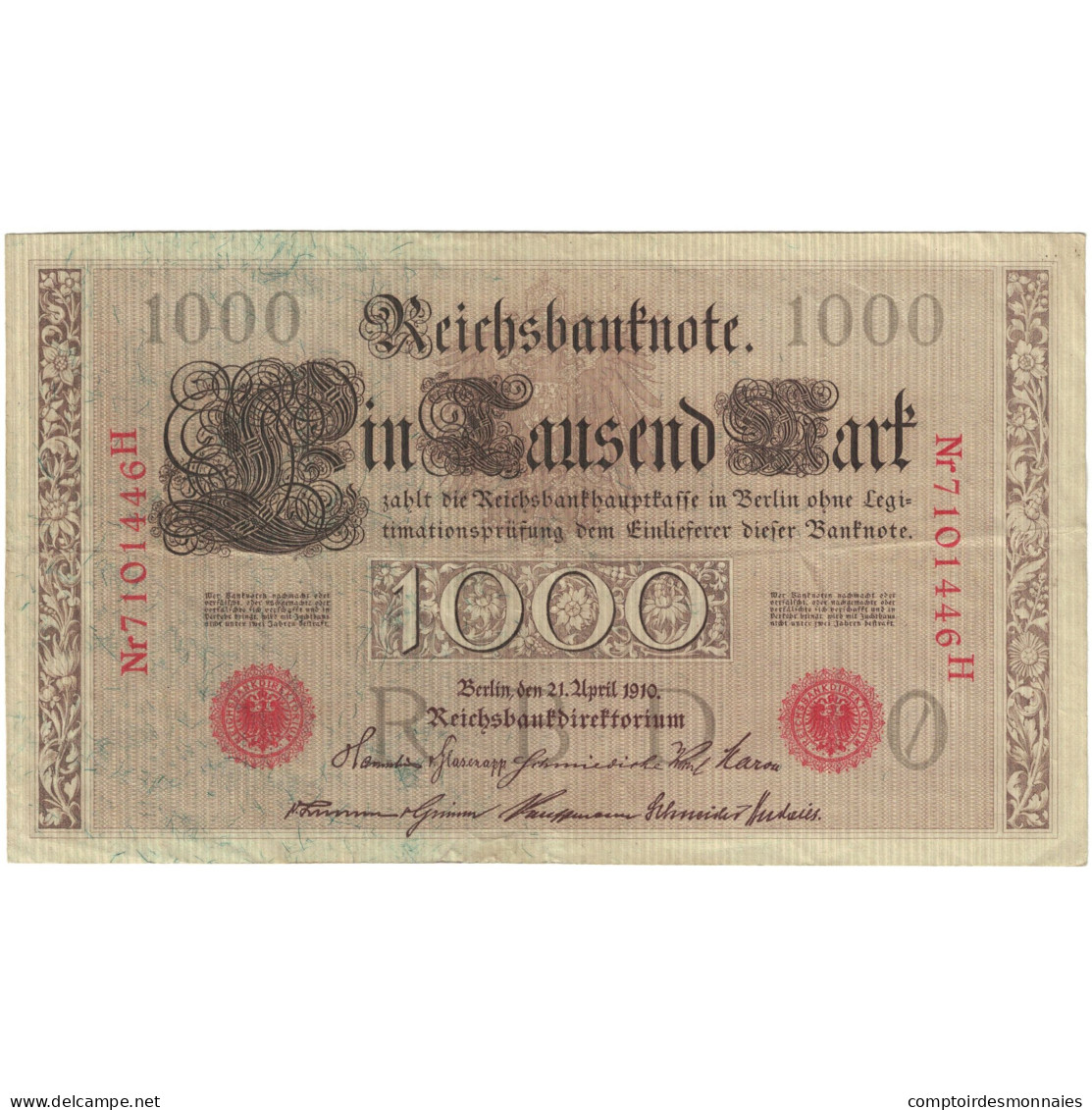 Billet, Allemagne, 1000 Mark, 1910, 1910-04-21, KM:44a, TTB - 1000 Mark