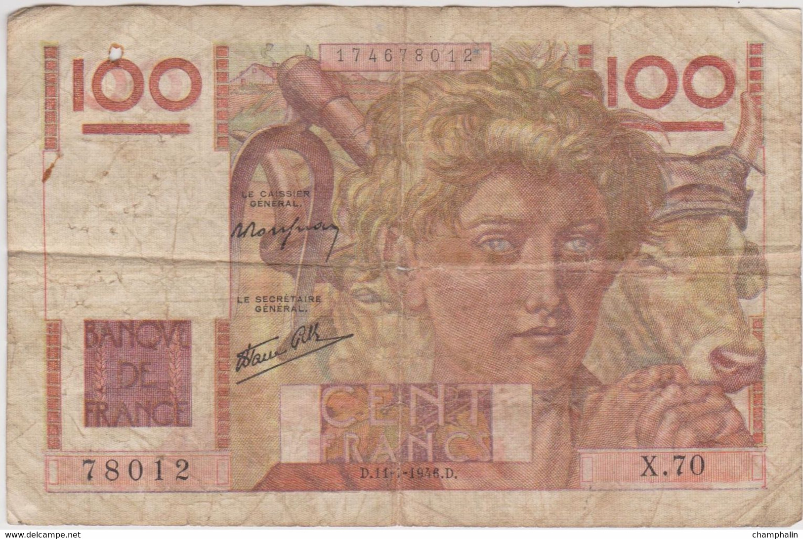 France - Billet De 100 Francs Type Jeune Paysan - 11 Juillet 1946 - 100 F 1945-1954 ''Jeune Paysan''