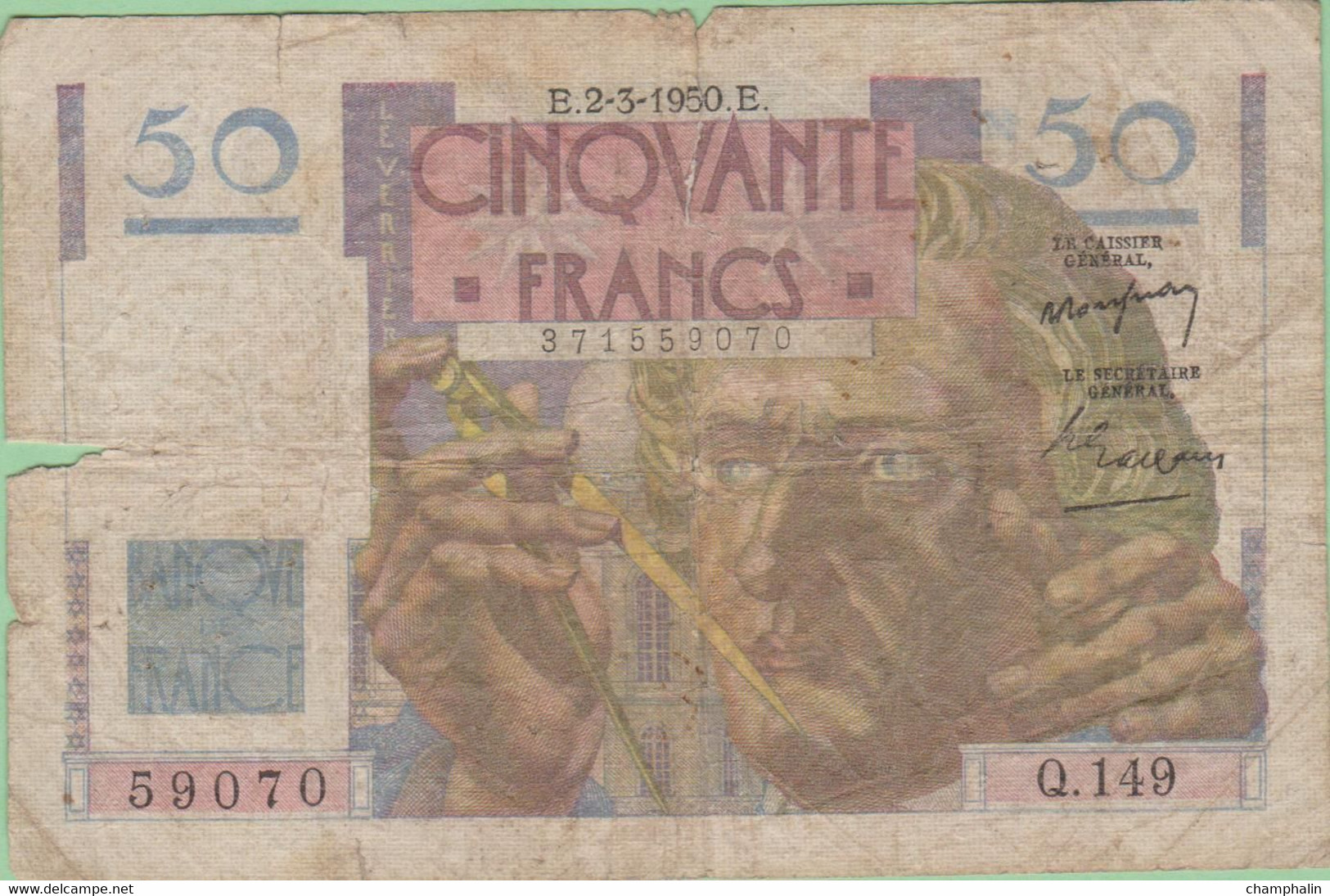 France - Billet De 50 Francs Type Le Verrier - 2 Mars 1950 - 50 F 1946-1951 ''Le Verrier''