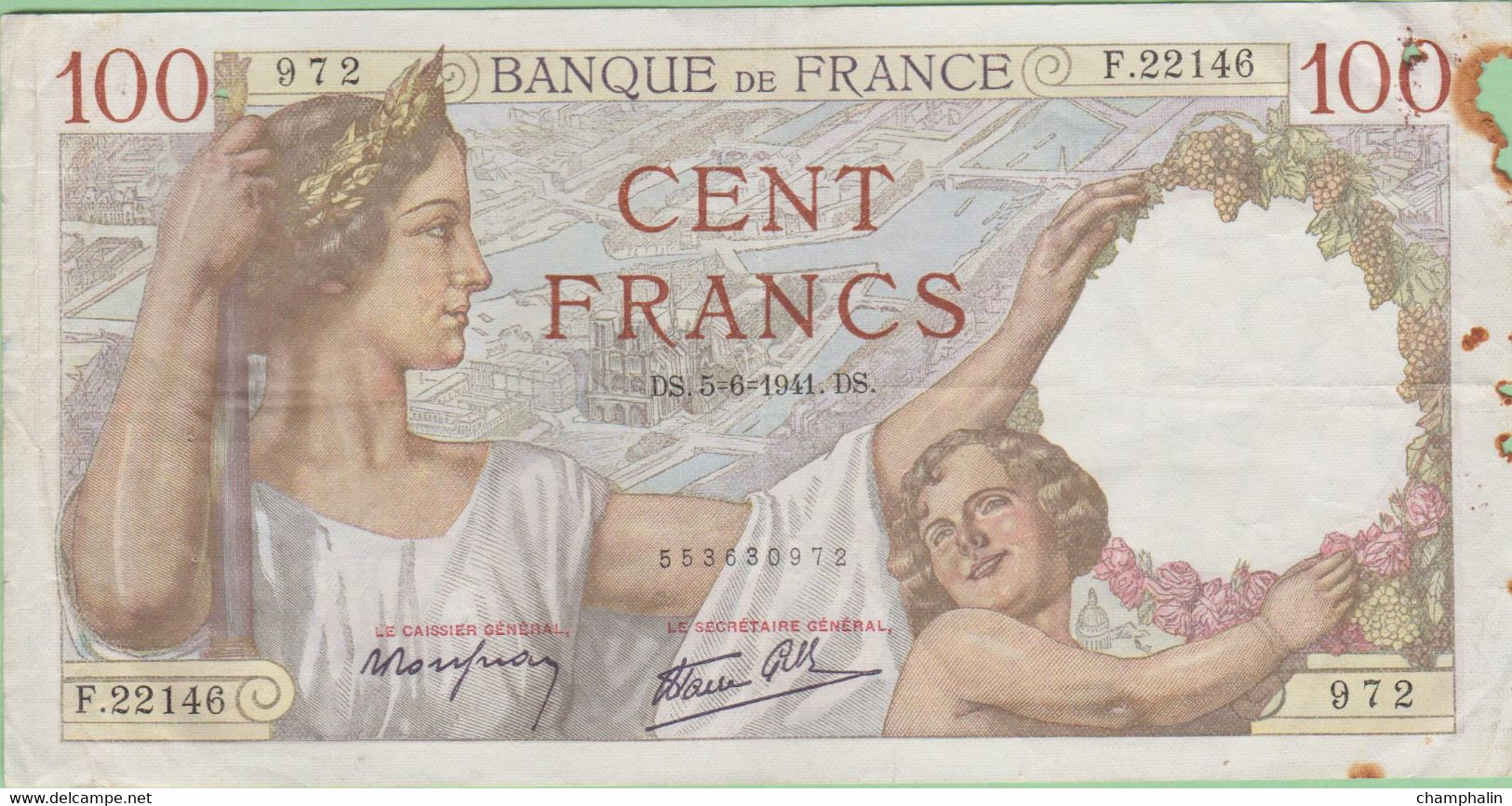 France - Billet De 100 Francs Type Sully - 5 Juin 1941 - 100 F 1939-1942 ''Sully''