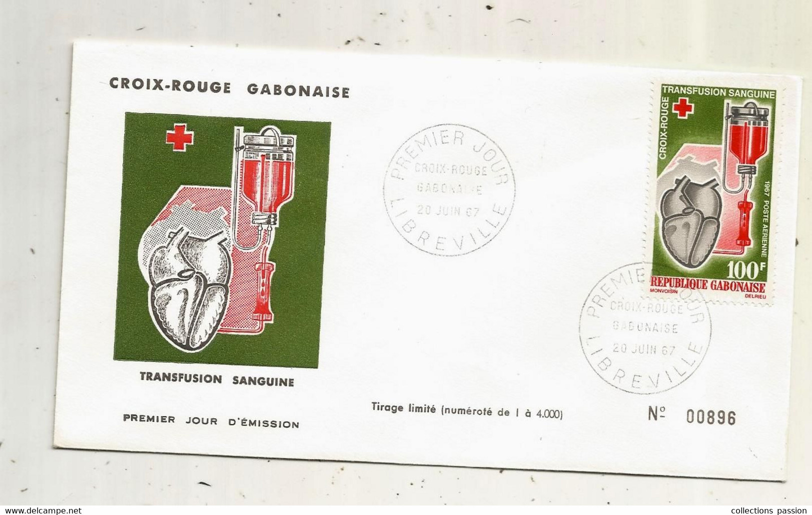 FDC, Premier Jour, GABON , Lettre, 1967, LIBREVILLE ,transfusion Sanguine,  2 Scans - Gabon (1960-...)