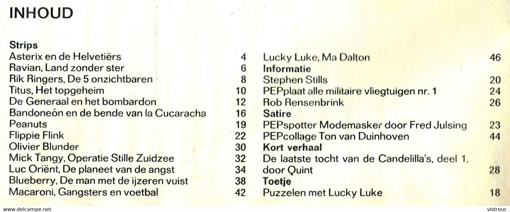 1971 - PEP - N° 35  - Weekblad - Inhoud: Scan 2 Zien - LUCKY LUKE. - Pep