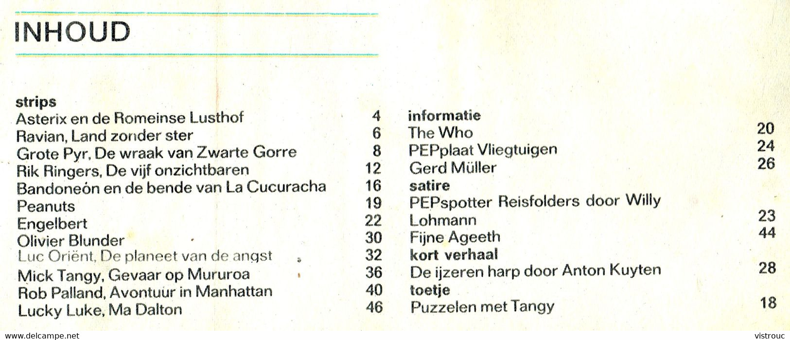 1971 - PEP - N° 39  - Weekblad - Inhoud: Scan 2 Zien - TANGUY Et LAVERDURE. - Pep