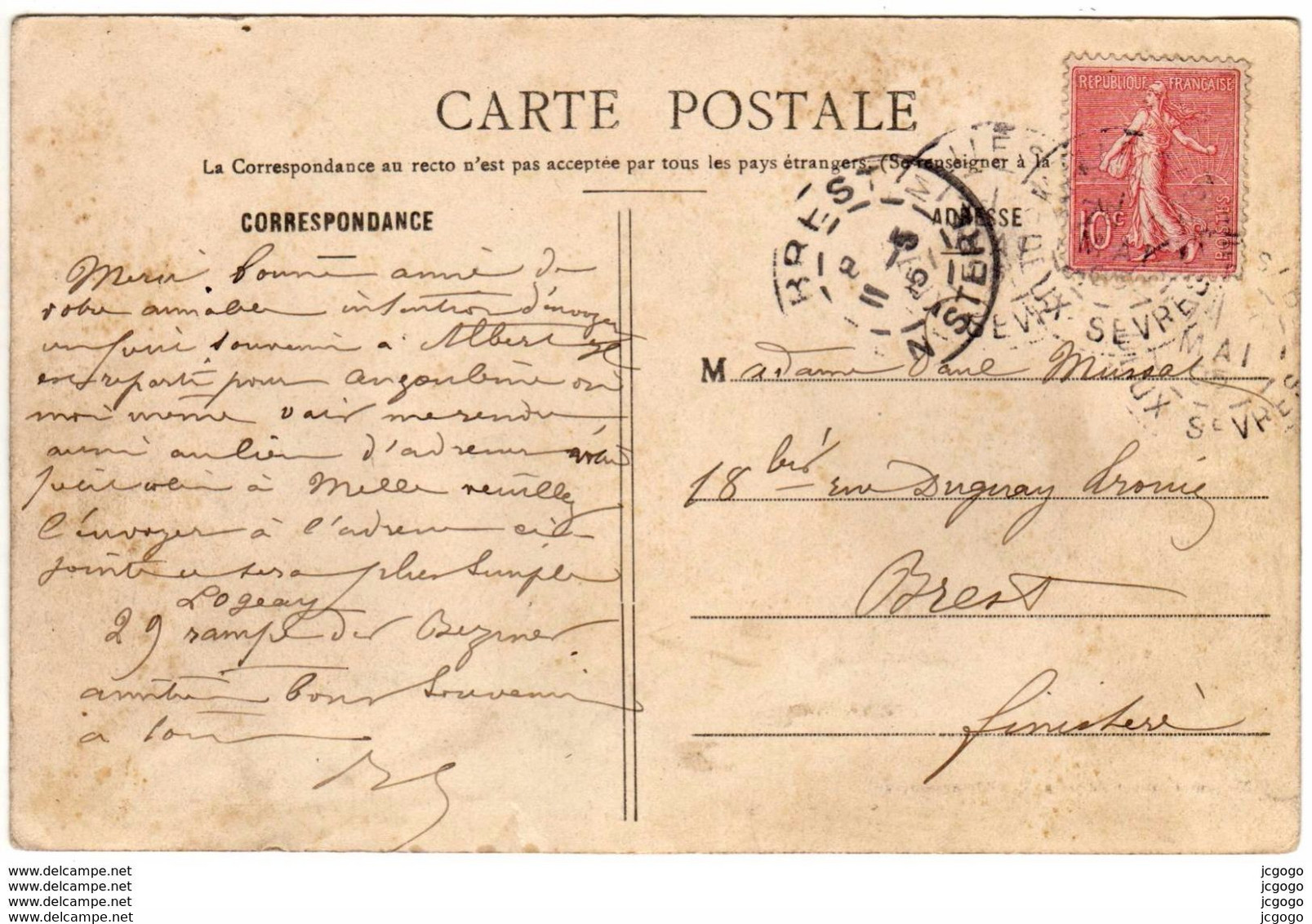 MELLE  La Distillerie  Carte écrite En 1905  2 Scans - Melle