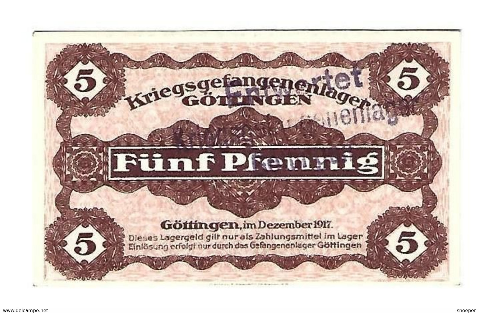 *germany Kriegsgefangenen Lager  Gottingen 5 Pfennig   05.02 - Altri & Non Classificati