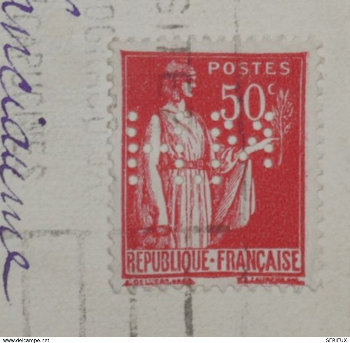 BH6 FRANCE   BELLE LETTRE RR 1938  REDISTRIBUEE A CLERMONT  FERRAND +PAIX PERFORé +AFFRANCH. INTERESSANT - Briefe U. Dokumente