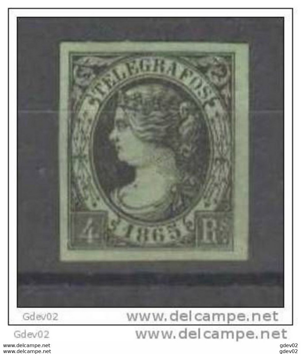 ESTGF6-L4300PC-TSERV.Spain  Espagne.Isabel Ll. TELEGRAFOS DE ESPAÑA.1865 (Ed T6*) Sin Goma,con Charnela.LUJO - Dienstmarken