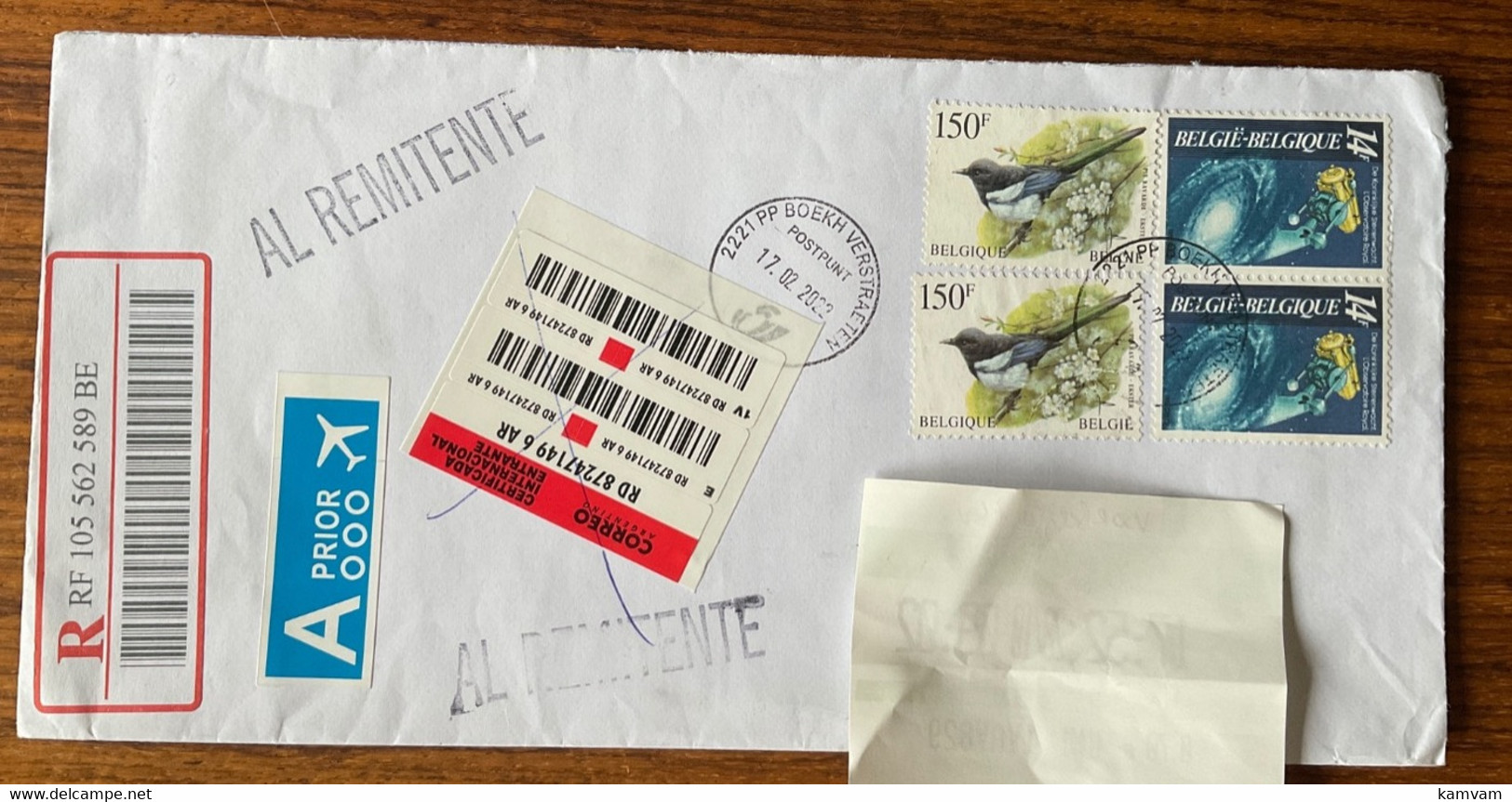 Cover Belgium -> Argentina - AL REMITENTE / RETURN TO SENDER - Lettres & Documents