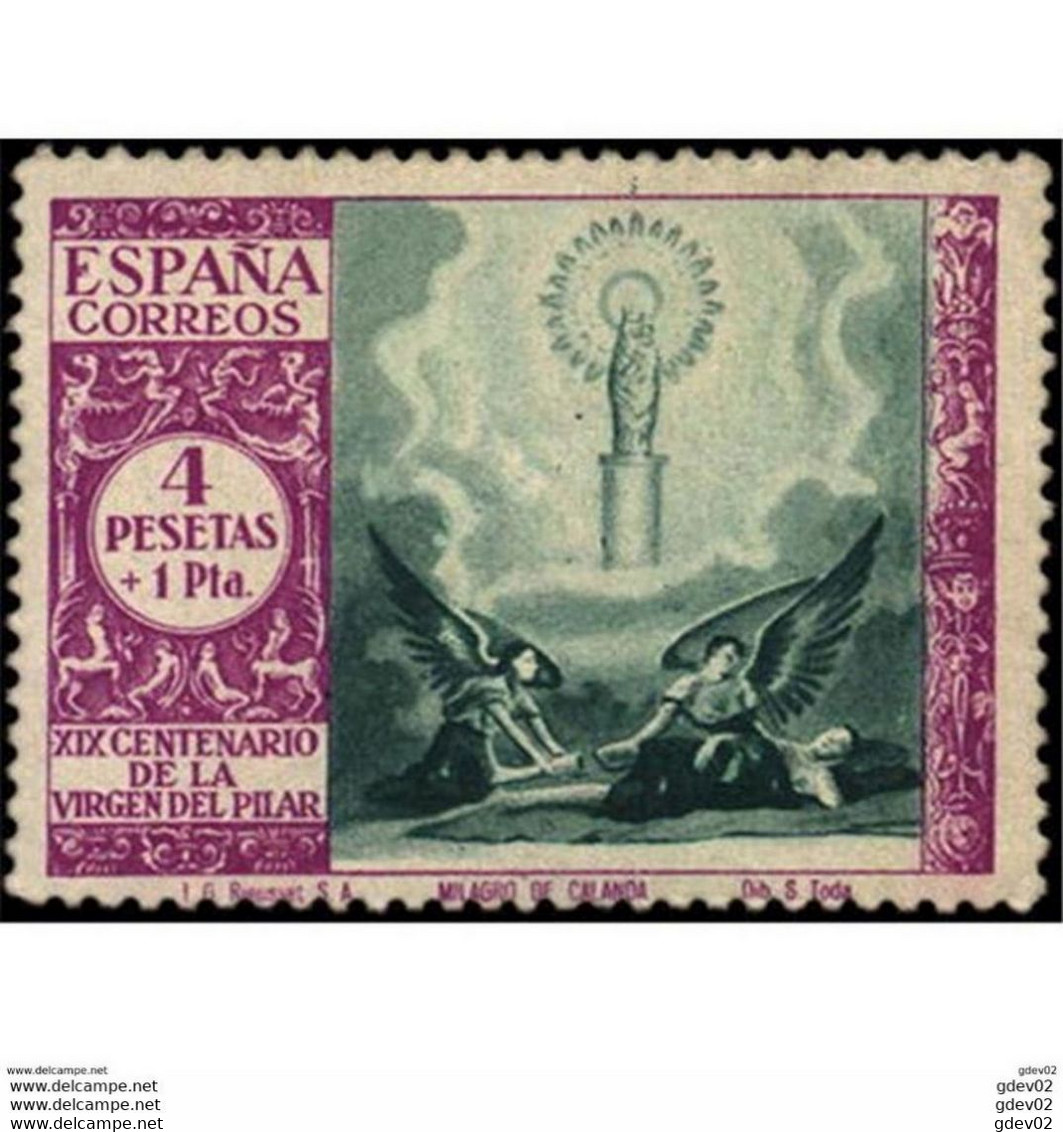 ES901SASF-L4319PC-TRELIGCUADR.Spain.Esgane .RELIGION.VENIDA DE LA VIRGEN DE EL PILAR De ZARAGOZA.1940.(Ed 901**) - Gemälde
