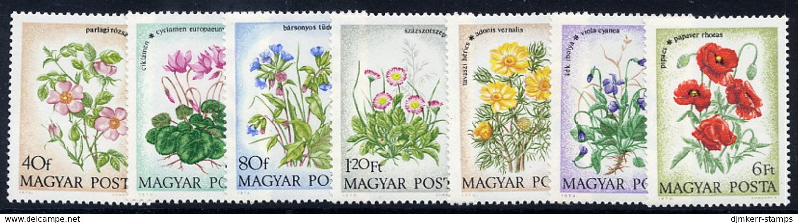 HUNGARY 1973 Meadow Flowers Set MNH / **.  Michel 2887-93 - Nuovi