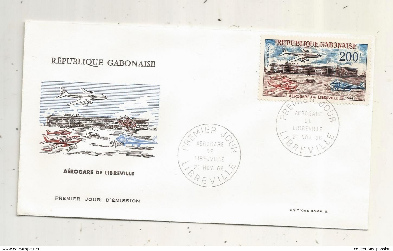 FDC, Premier Jour, GABON , Lettre, 1966, LIBREVILLE , Aviation, Aérogare De Libreville, 2 Scans - Gabon (1960-...)