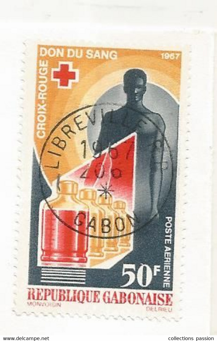 FDC, Premier Jour, GABON , Lettre, 1967, LIBREVILLE , CROIX ROUGE GABONAISE ,don Du Sang, 2 Scans - Gabon (1960-...)