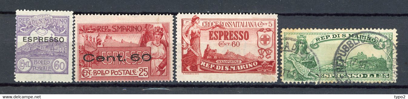 SAN-M. -EXPRESSO   Yv. , SASSn° 2,3,4, *, 7(o)  Divers  Cote 4,1  Euro BE   2 Scans - Express Letter Stamps