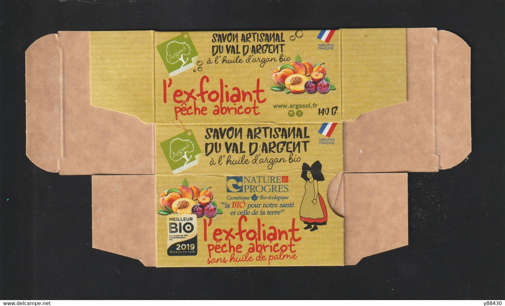 Emballage De SAVON - L'EXFOLIANT . PÊCHE ABRICOT - Savon Artisanal Du Val D'Argent En Alsace - 4 Scan & Photo - Etiketten