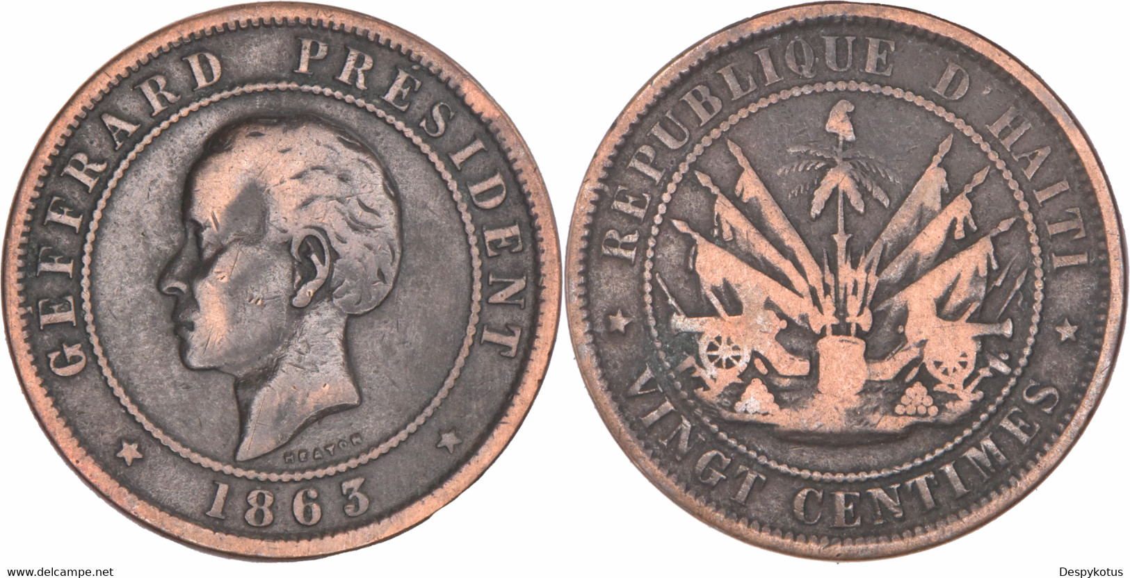 Haiti - 1863 - 20 Centimes - Geffrard Président - 10-038 - Haiti