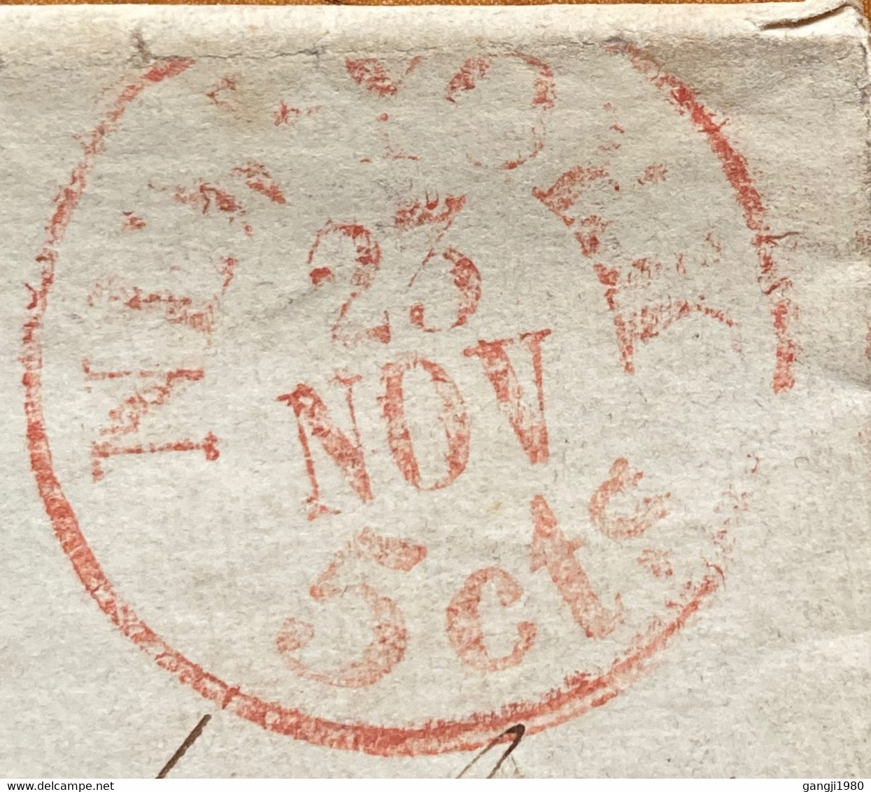 USA 1848, PRE PHILATELIC COVER,RED SINGLE CIRCLE NEW YORK 23 NOV ,5 CENT PAID FINE CANCELLATION !!! - …-1845 Vorphilatelie