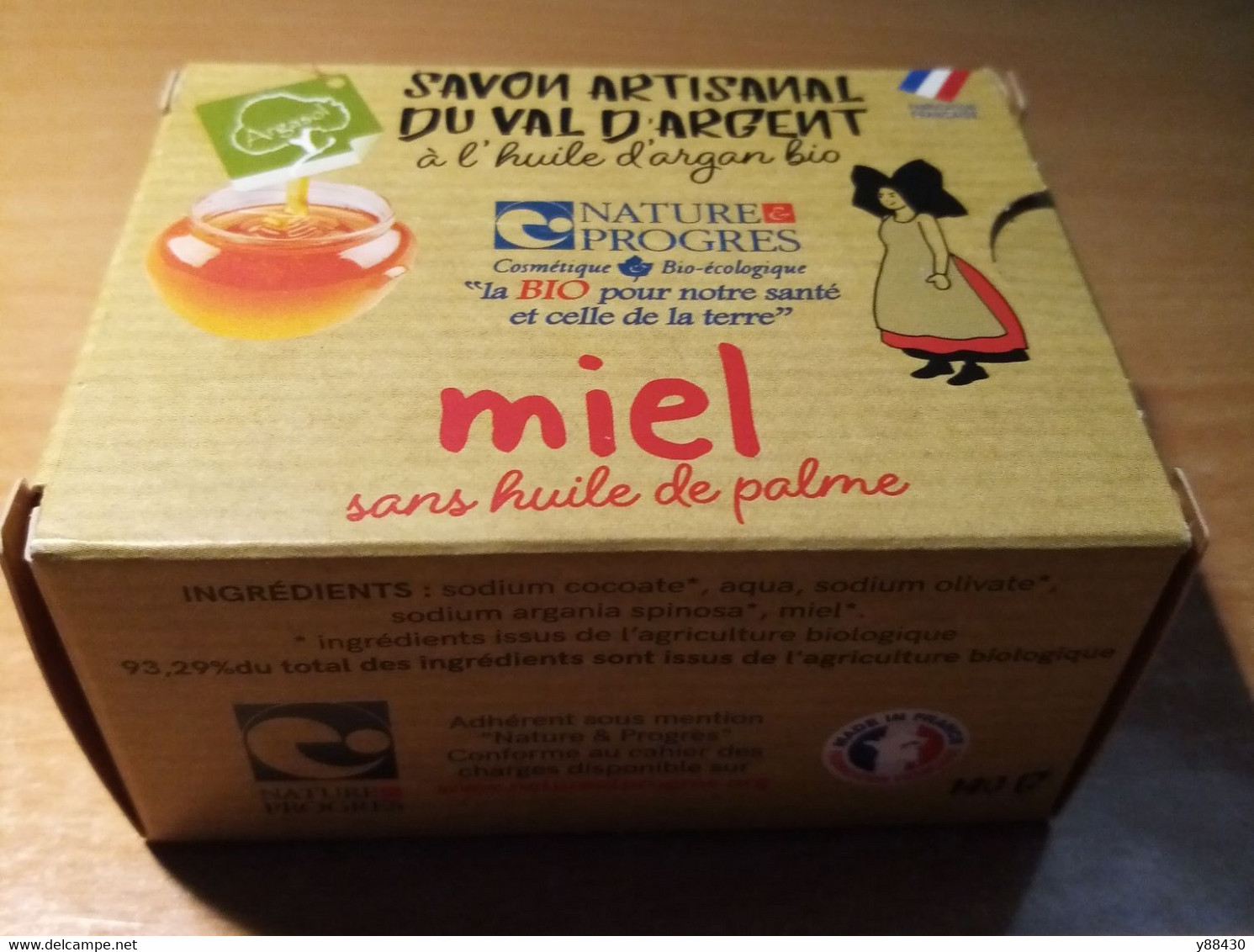 Emballage De SAVON - À L'HUILE D'ARGAN - MIEL - Savon Artisanal Du Val D'Argent En Alsace - 4 Scan & Photo - Labels