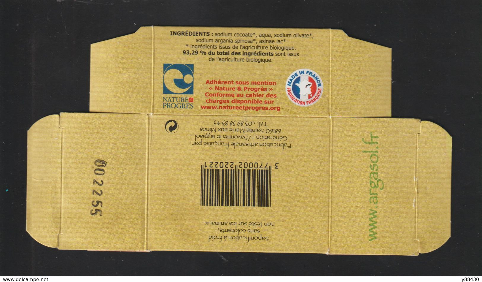 Emballage De SAVON - À L'HUILE D'ARGAN BIO - AU LAIT D'ANESSE - Savon Artisanal Du Val D'Argent En Alsace. 4 Scan  Photo - Labels