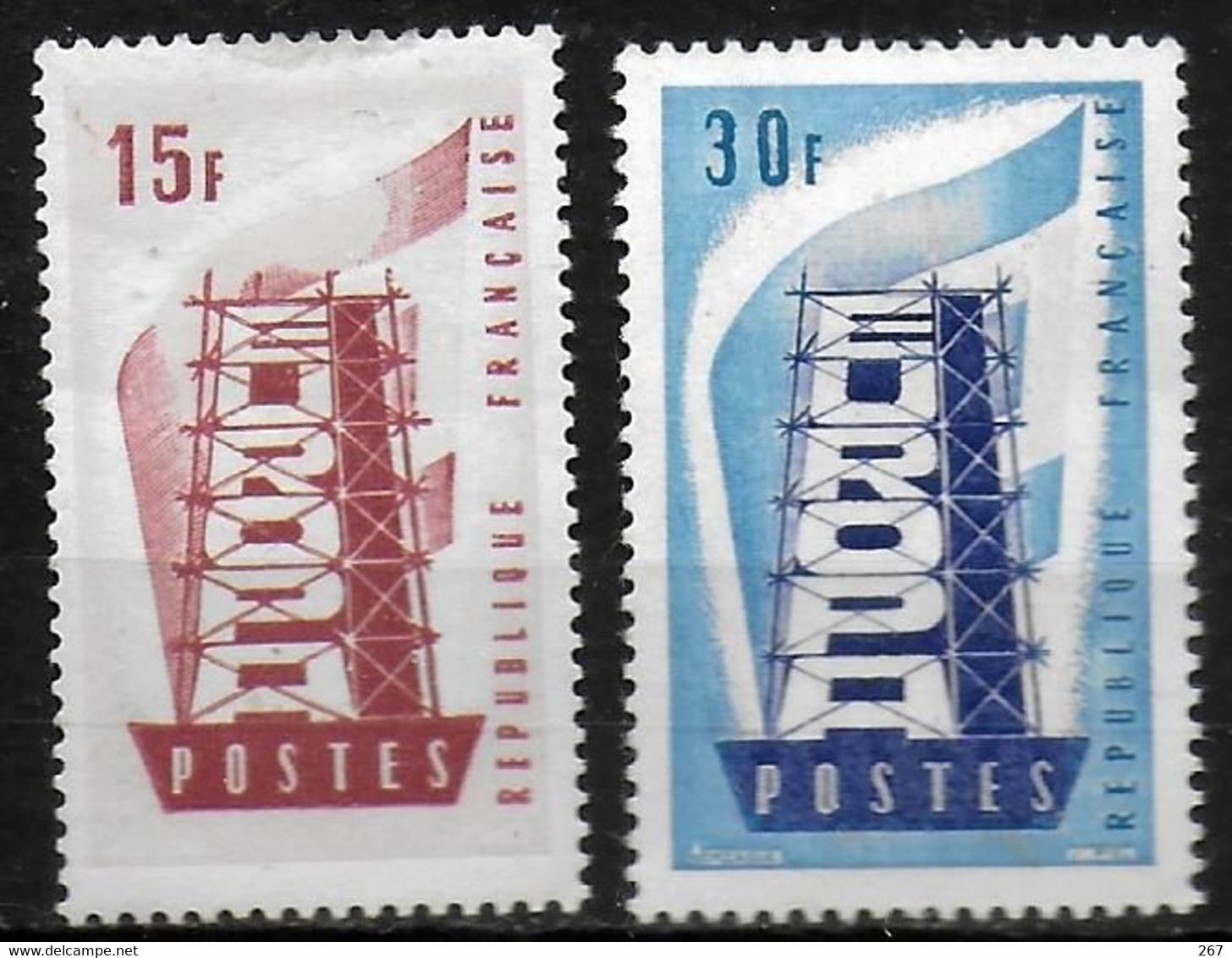 FRANCE  N° 1076/77   *  ( Cote 4.80e ) Europa - 1956