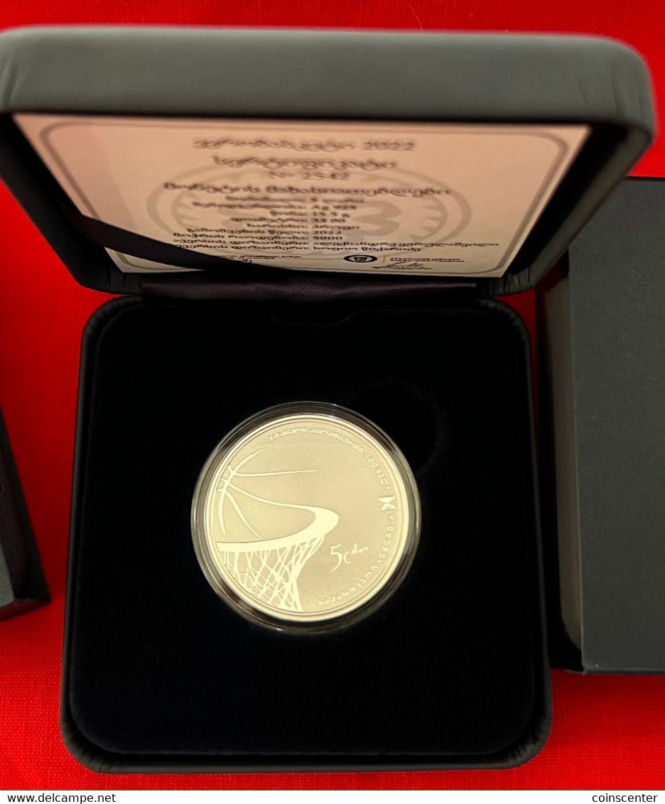 Georgia 5 Lari 2022 "EuroBasket, Georgian Basketball" Silver Ag PROOF - Géorgie