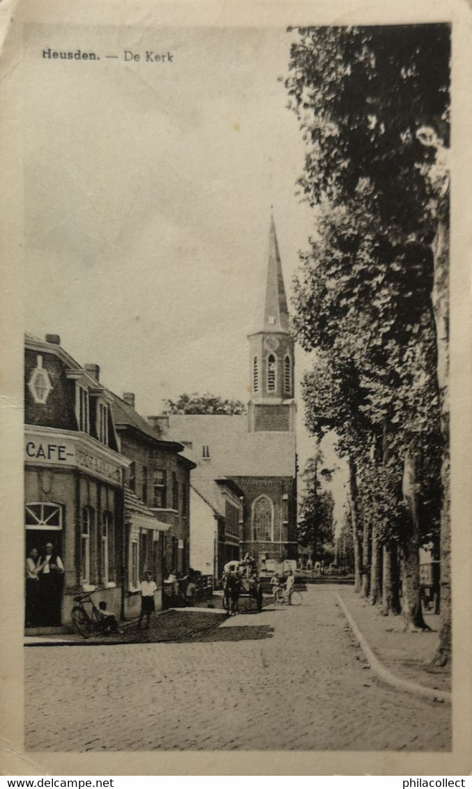 Heusden (Oost. Vl.) De Kerk Met Zicht Cafe 1955 - Sonstige & Ohne Zuordnung