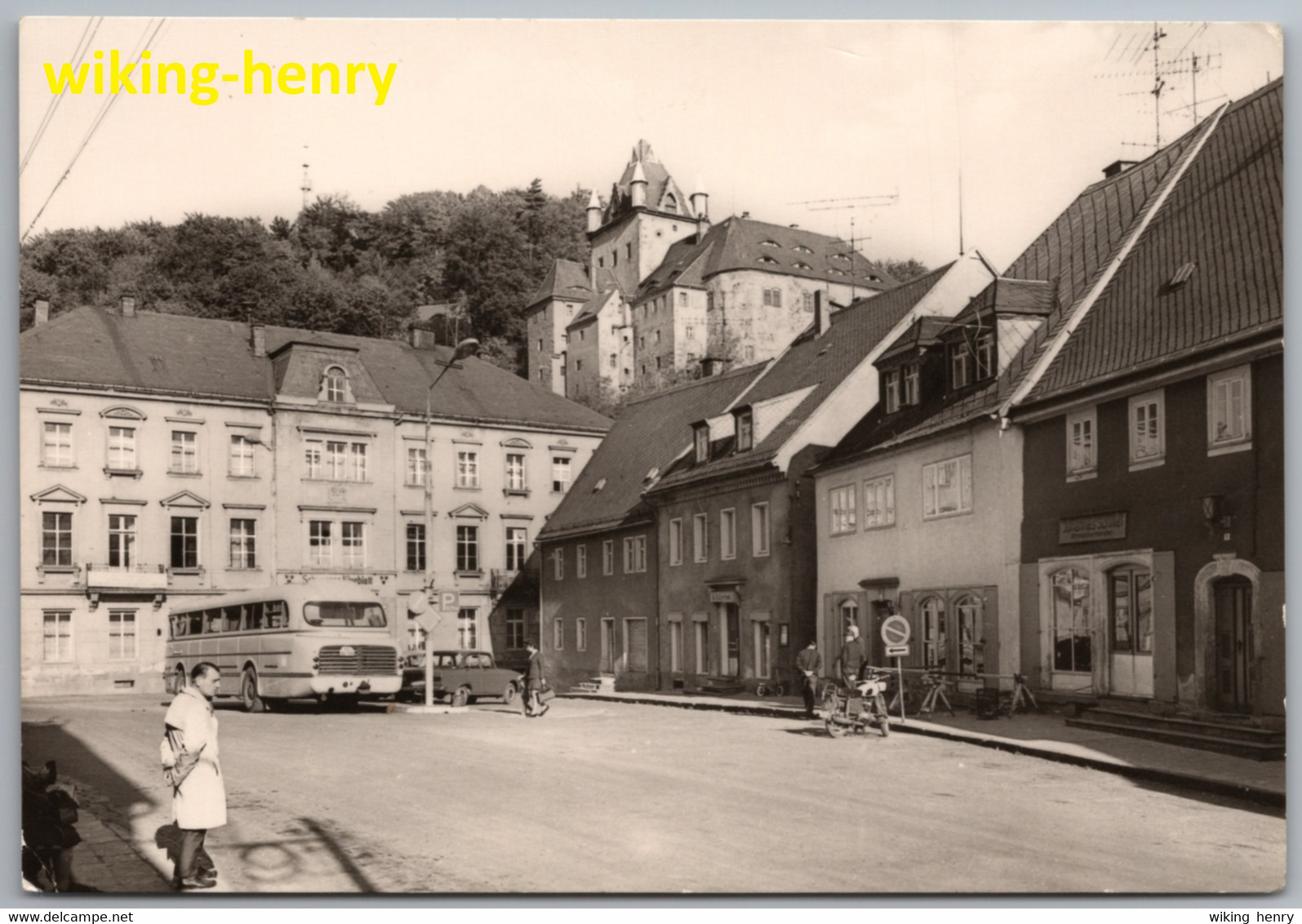 Liebstadt - S/w Ortsansicht 1   Mit Uhrmacher Geschäft Und Stadtbus Ikarus 66 - Liebstadt