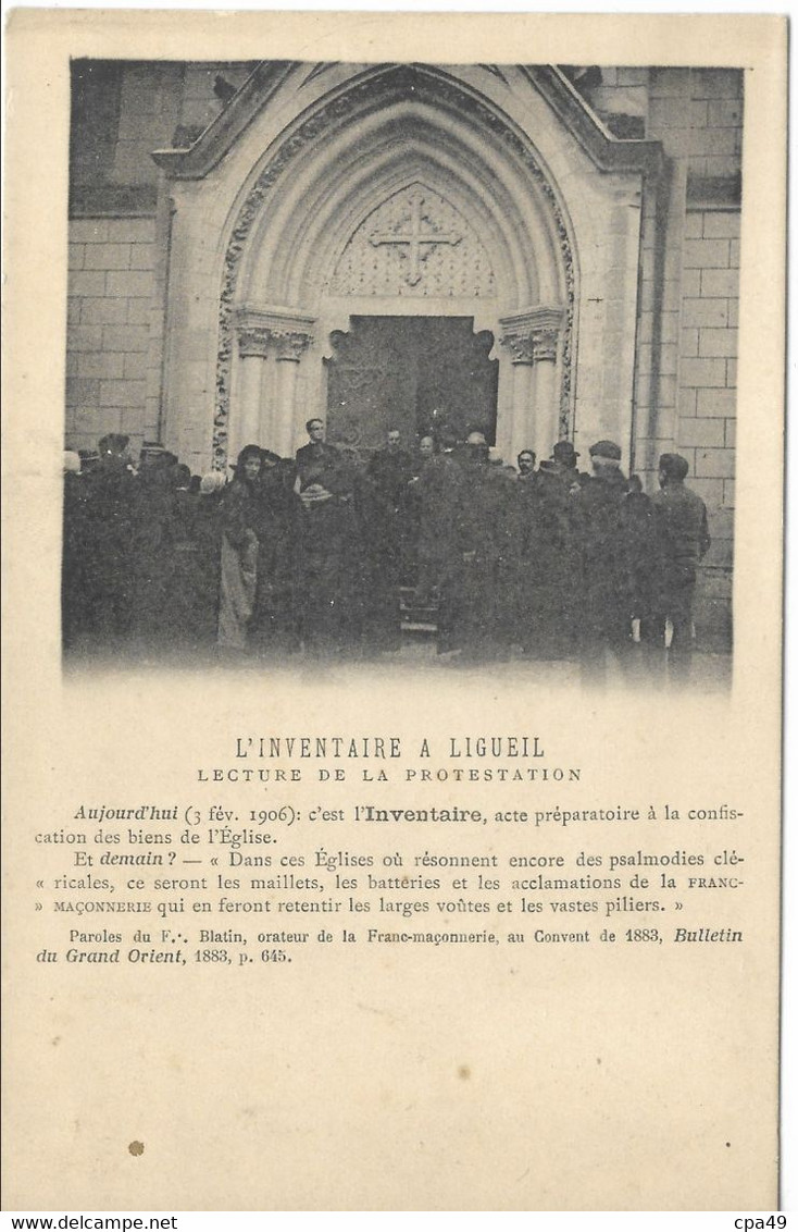 37  LIGUEIL  L' INVENTAIRE   A   LIGUEIL   LECTURE   DE  LA  PROTESTATION - Other & Unclassified