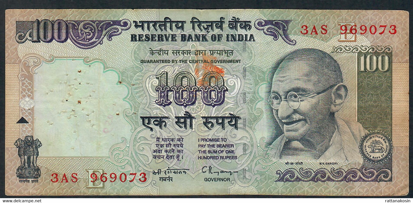 INDIA P91a4 100 RUPEES 1996  LETTER  E Signature 18 Rangarajan  #3AS  FINE - Inde