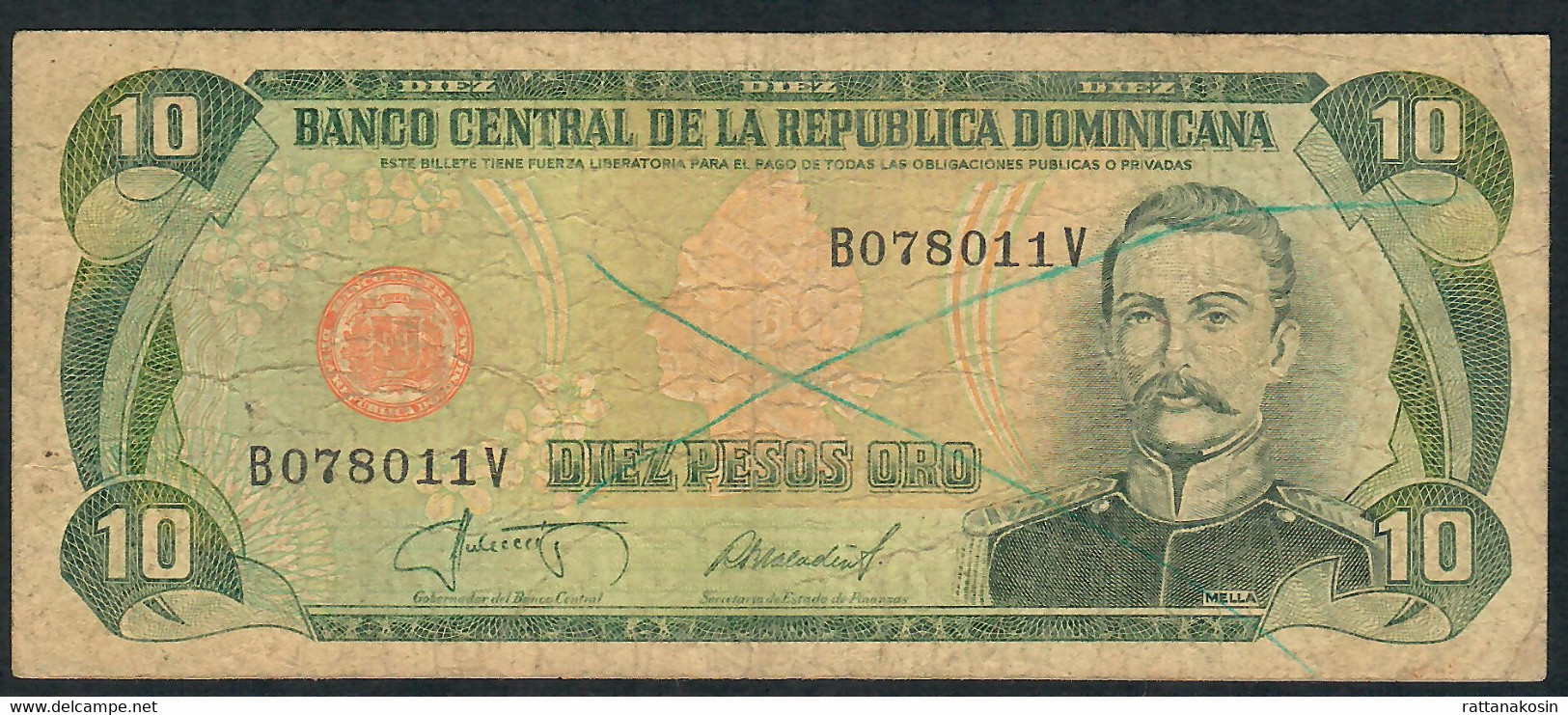 DOMINICAN REPUBLIC P119g 10 PESOS ORO 1987 FINE - Dominikanische Rep.