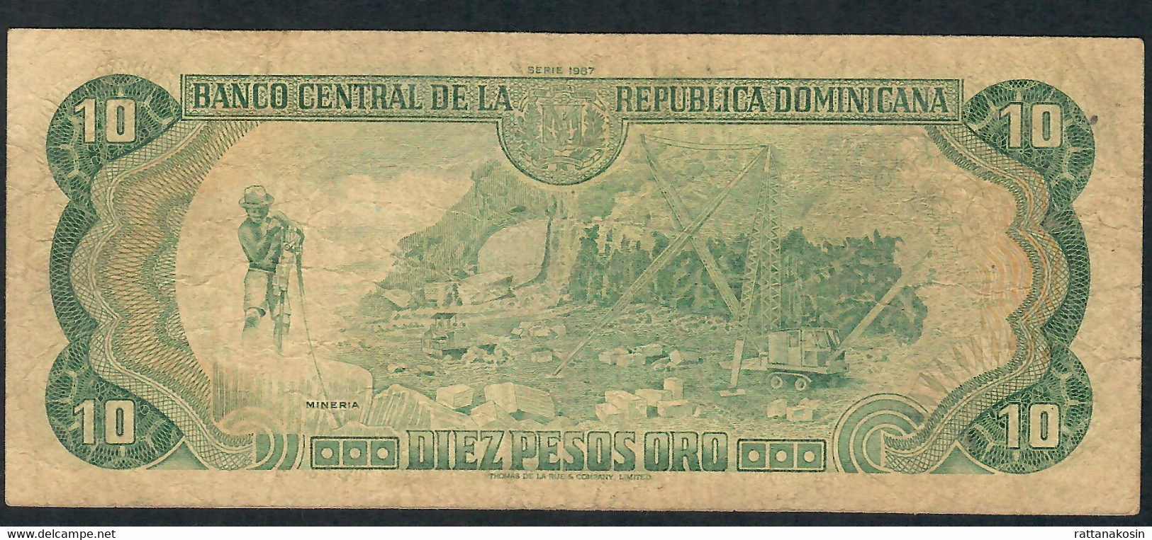 DOMINICAN REPUBLIC P119g 10 PESOS ORO 1987 FINE - Dominikanische Rep.