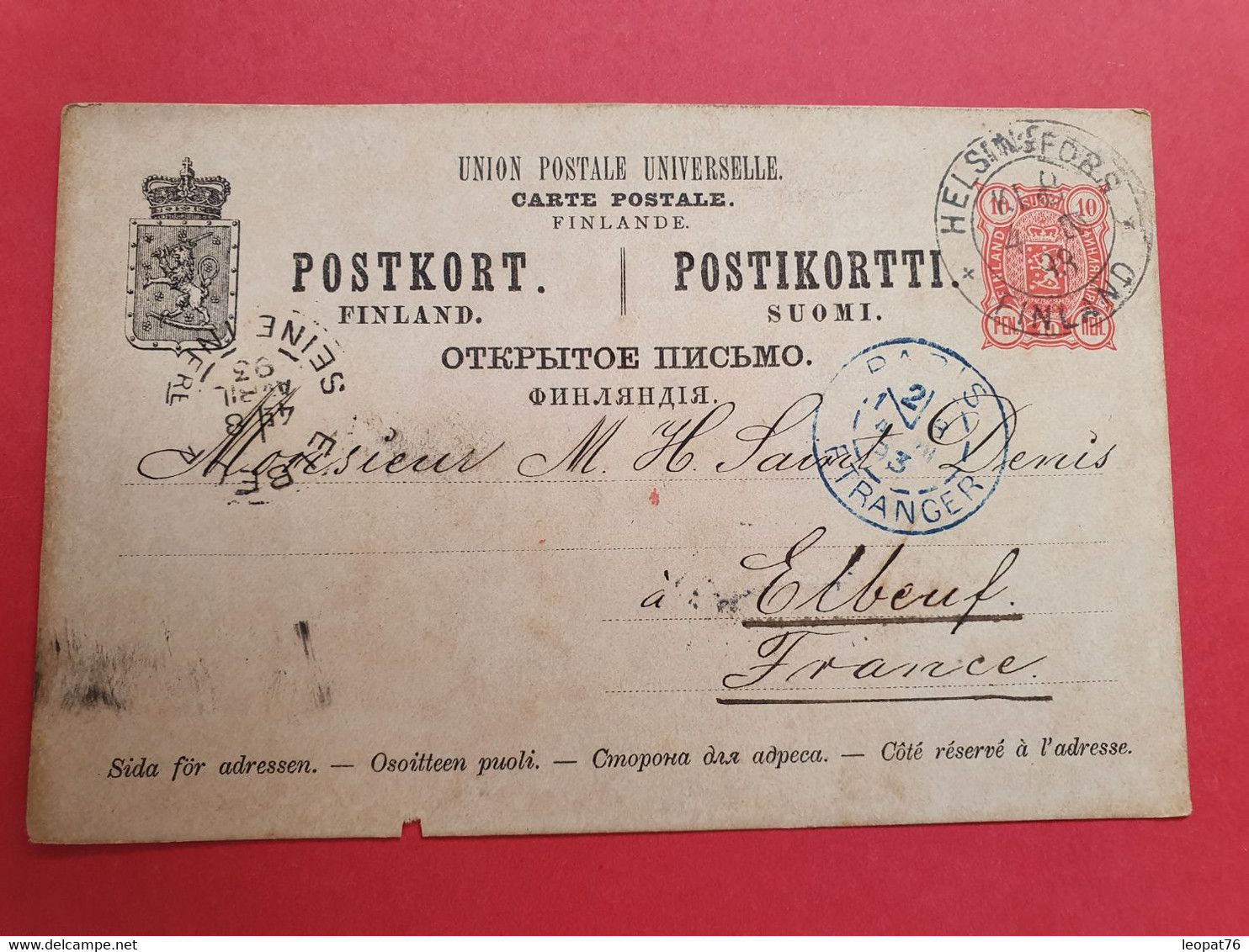 Finlande- Entier Postal De Helsinki ( Occupation Russe ) Pour La France En 1893 - N 150 - Briefe U. Dokumente