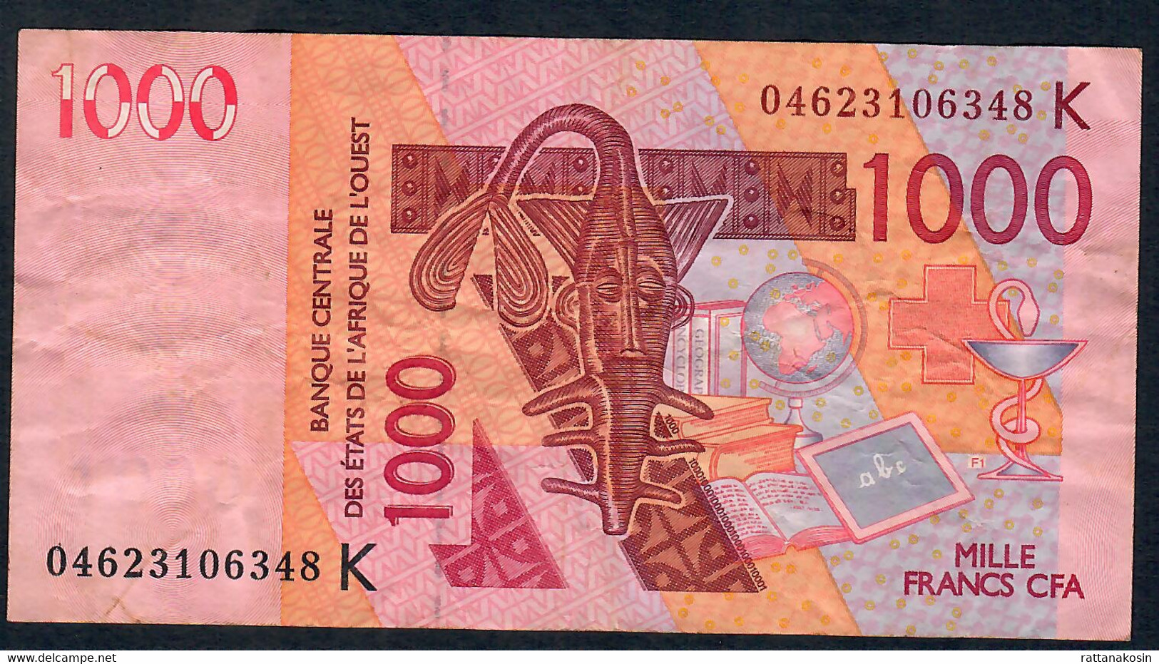 W.A.S. SENEGAL P715Kb 1000 FRANCS (20)04  F-VF  NO P.h. - West African States