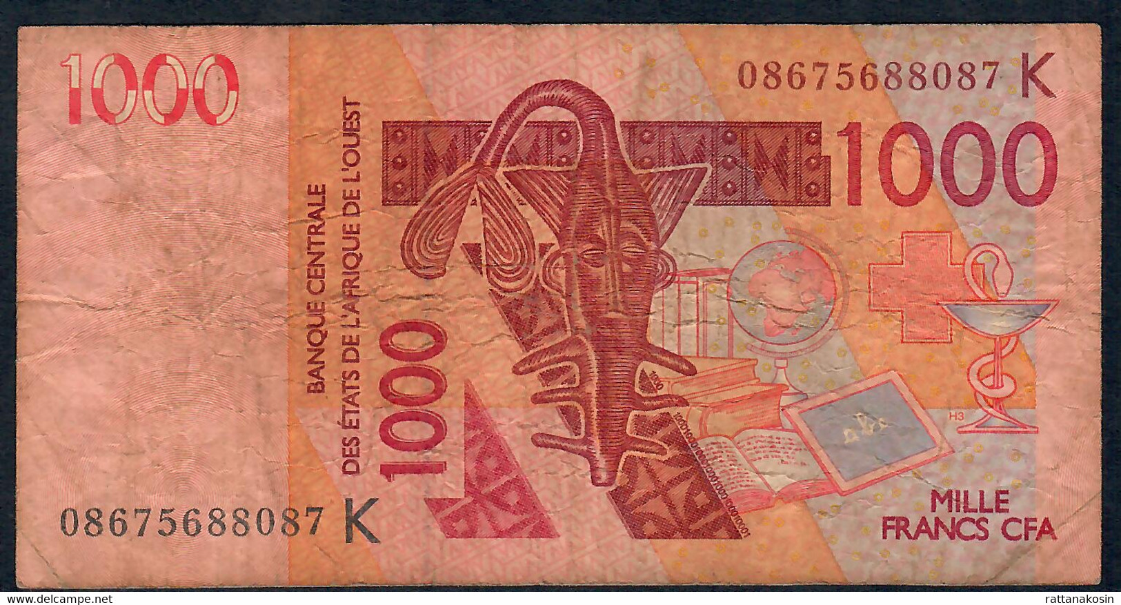 W.A.S. SENEGAL P715Kg 1000 FRANCS (20)08  FINE  NO P.h. - West African States