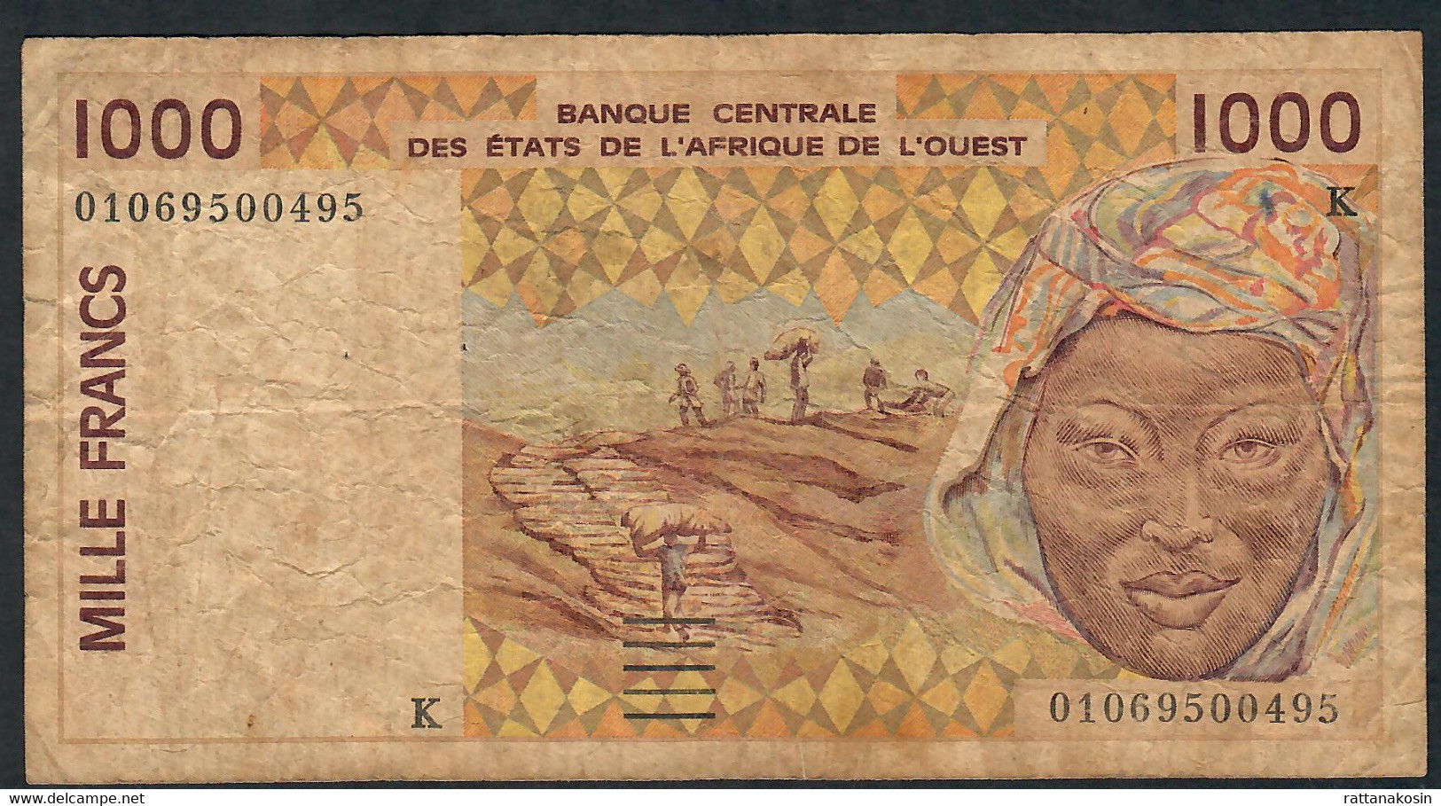 W.A.S. SENEGAL P711Kk 1000 FRANCS (20)01  FINE  NO P.h. - États D'Afrique De L'Ouest