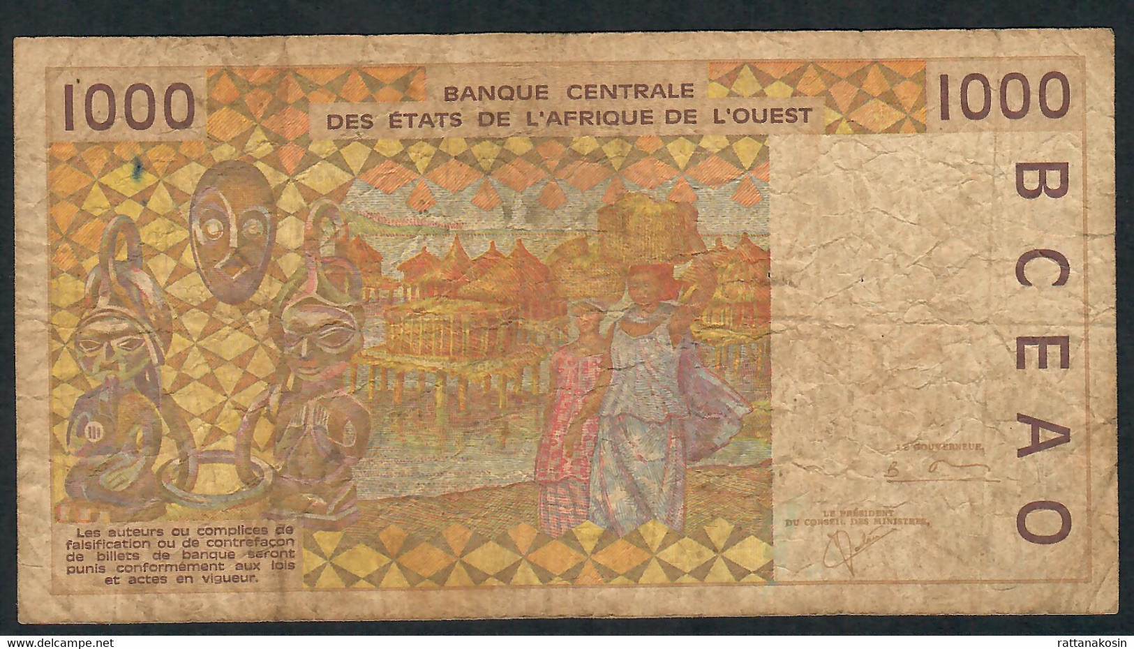 W.A.S. SENEGAL P711Kk 1000 FRANCS (20)01  FINE  NO P.h. - États D'Afrique De L'Ouest