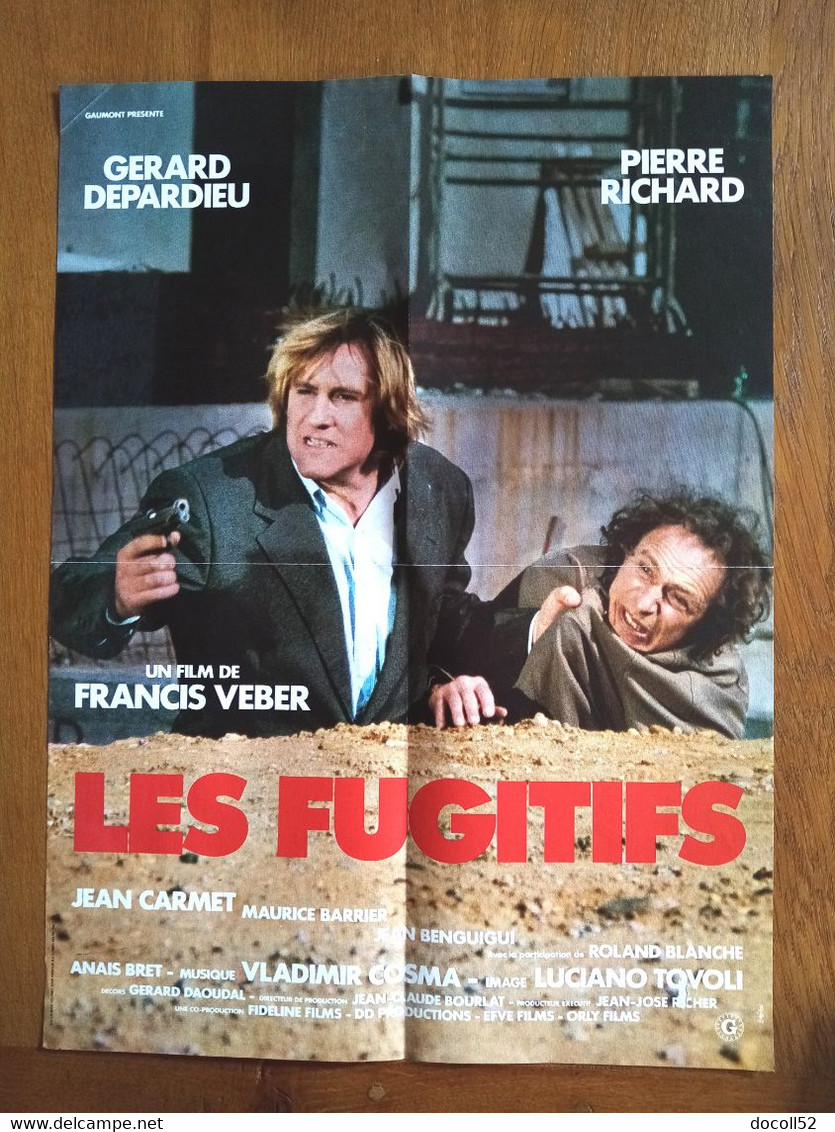 AFFICHE CINEMA ORIGINALE FILM LES FUGITIFS 1986 GERARD DEPARDIEU PIERRE RICHARD 51.6CMX38.2CM DE FRANCIS VEBER - Affiches & Posters