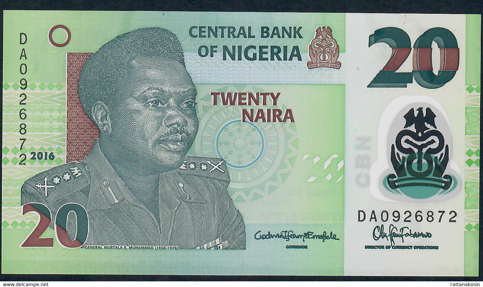 NIGERIA P34p   20 NAIRA 2016 #DA  UNC. - Nigeria