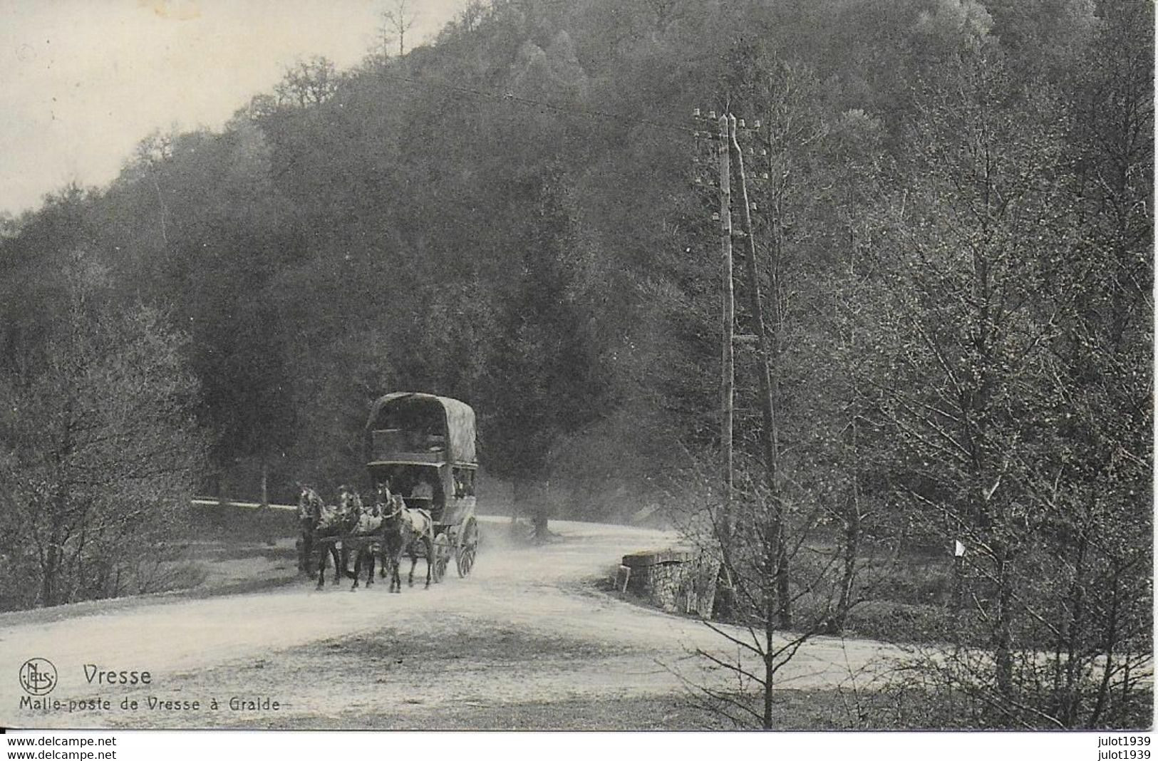 GRAIDE ..-- MALLE - POSTE    De GRAIDE à VRESSE . 3 Chevaux à Cause Des Dénivellations Importantes Des ARDENNES . - Bièvre