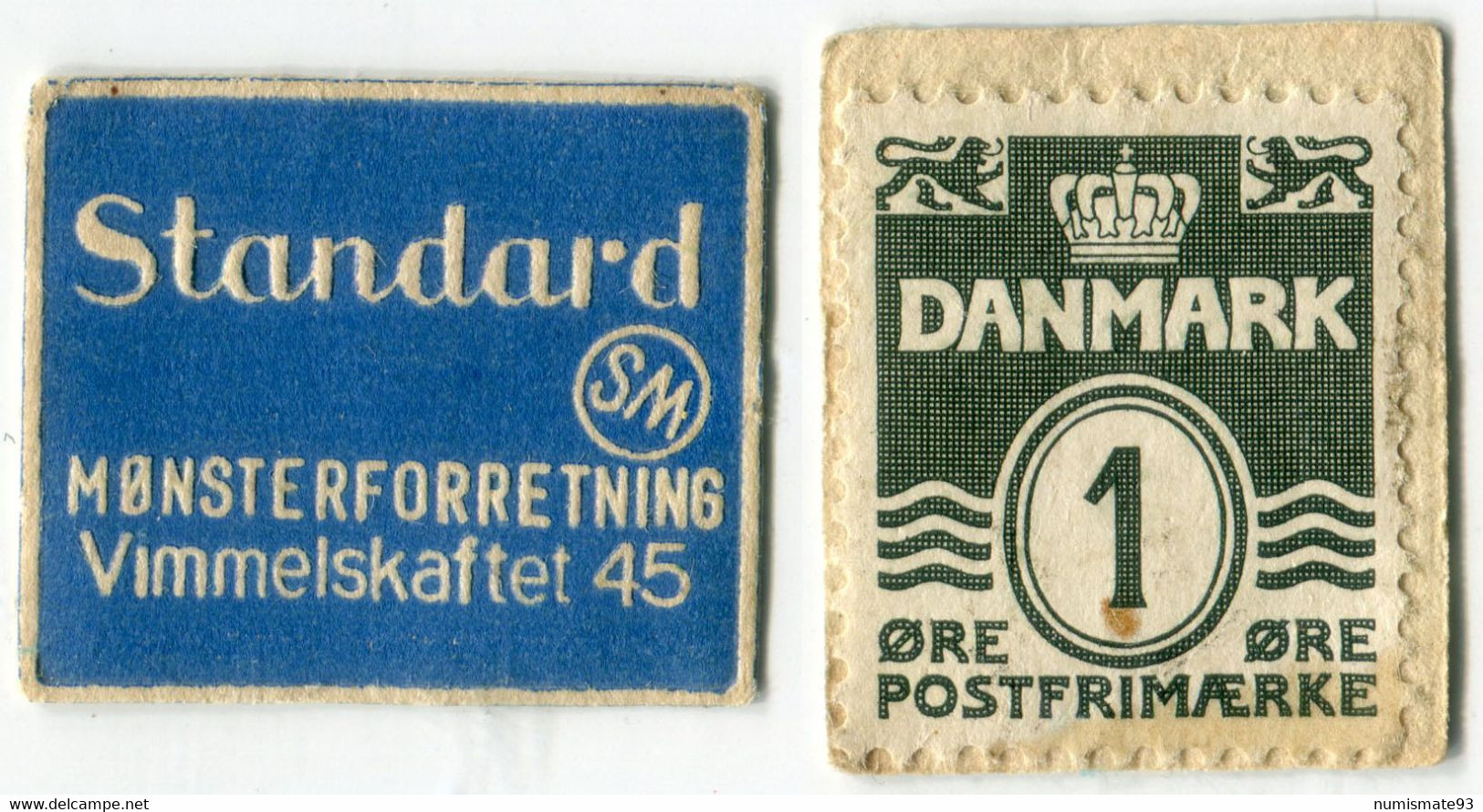 N93-0695 - Timbre-monnaie - Danemark - Standard Mønsterforretning - 1 øre - Kapselgeld - Encased Stamp - Monetary /of Necessity