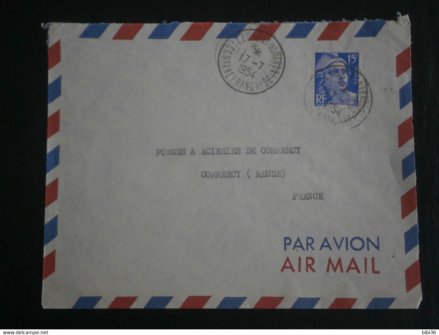 FRANCE LETTRE ENVELOPPE COURRIER GUYANE FRANCAISE SAINT LAURENT DU MARONI MARIANNE GANDON 886 COMMERCY MEUSE DERAVIN - Brieven En Documenten