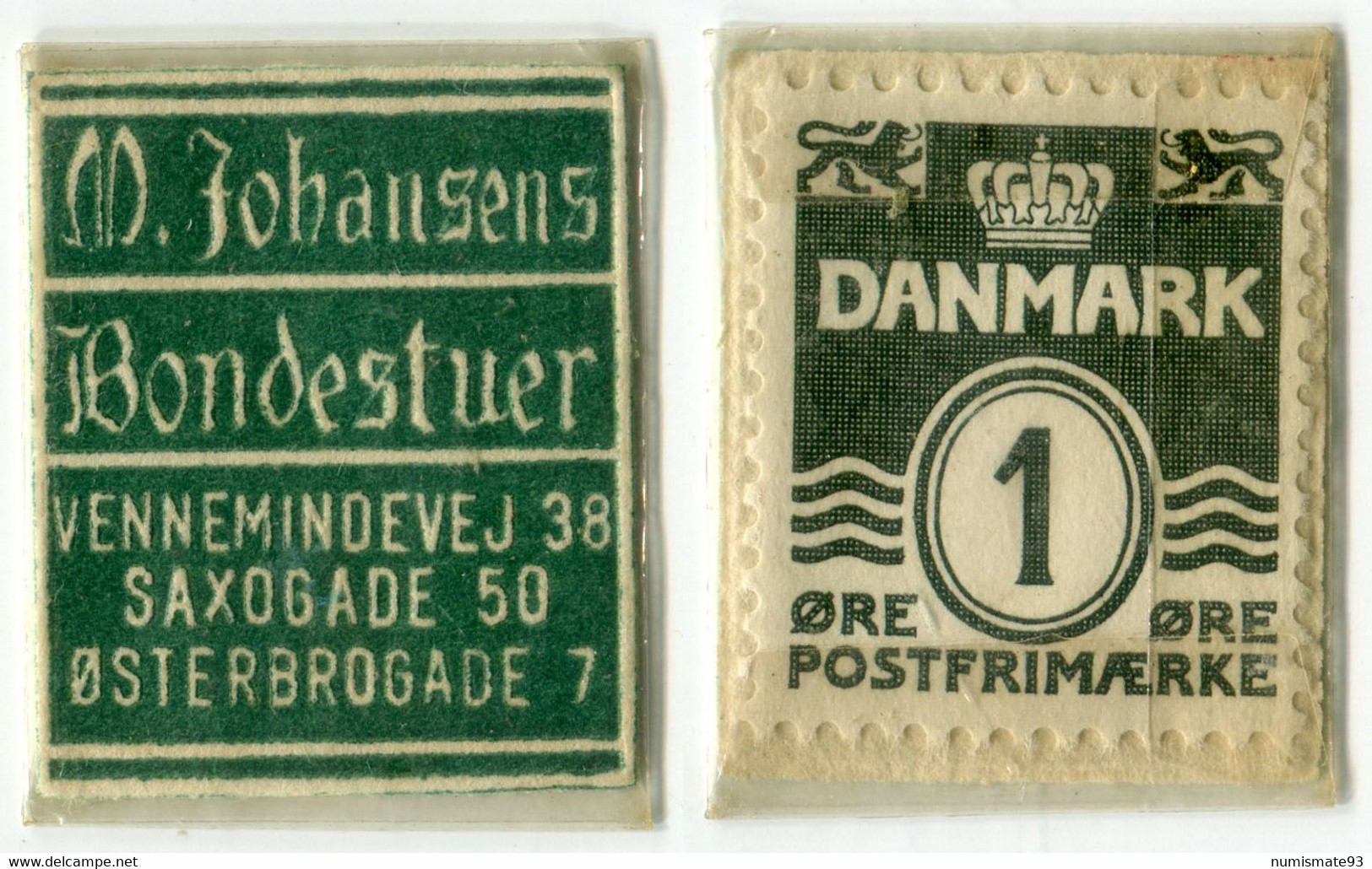 N93-0703 - Timbre-monnaie - Danemark - M. Johansens - Bondestuer - 1 øre - Kapselgeld - Encased Stamp - Monetary /of Necessity