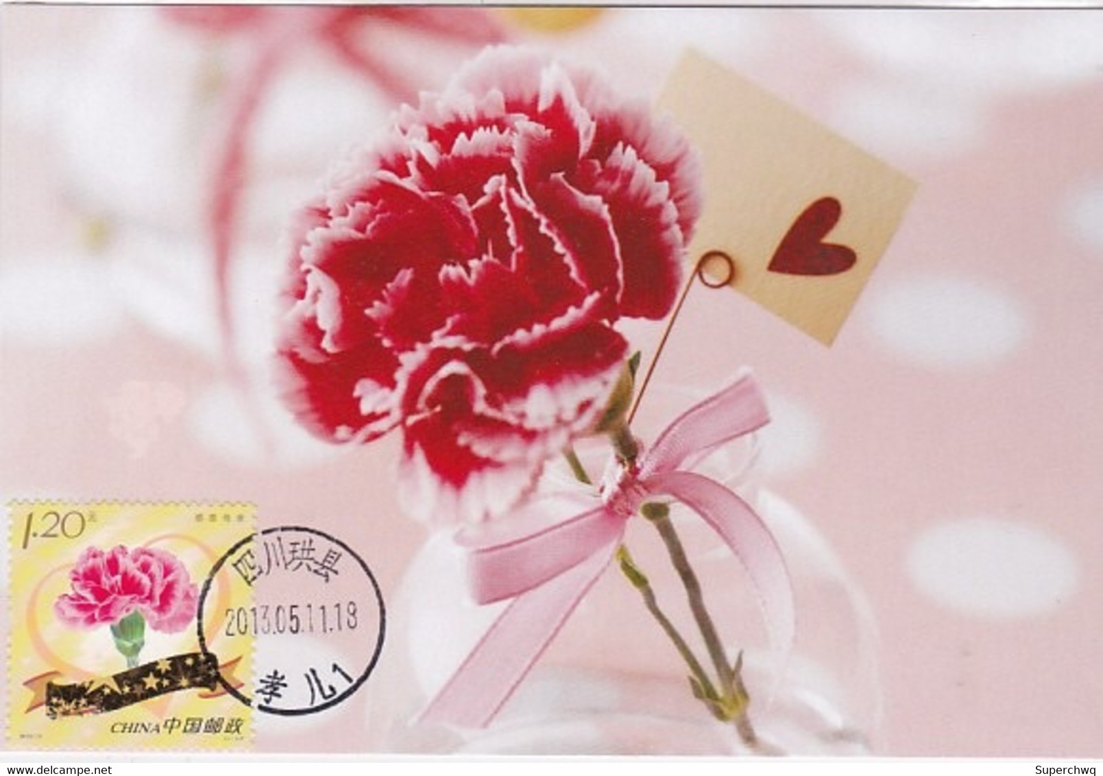 China Maximum Card，2013-11 Thanksgiving Mother's Day Carnations，1 Pcs - Cartes-maximum