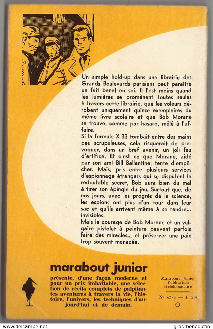 Marabout Junior N°214 - Série Bob Morane - Henri Vernes - "Formule X33" - 1962 - #Ben&Morane - Marabout Junior