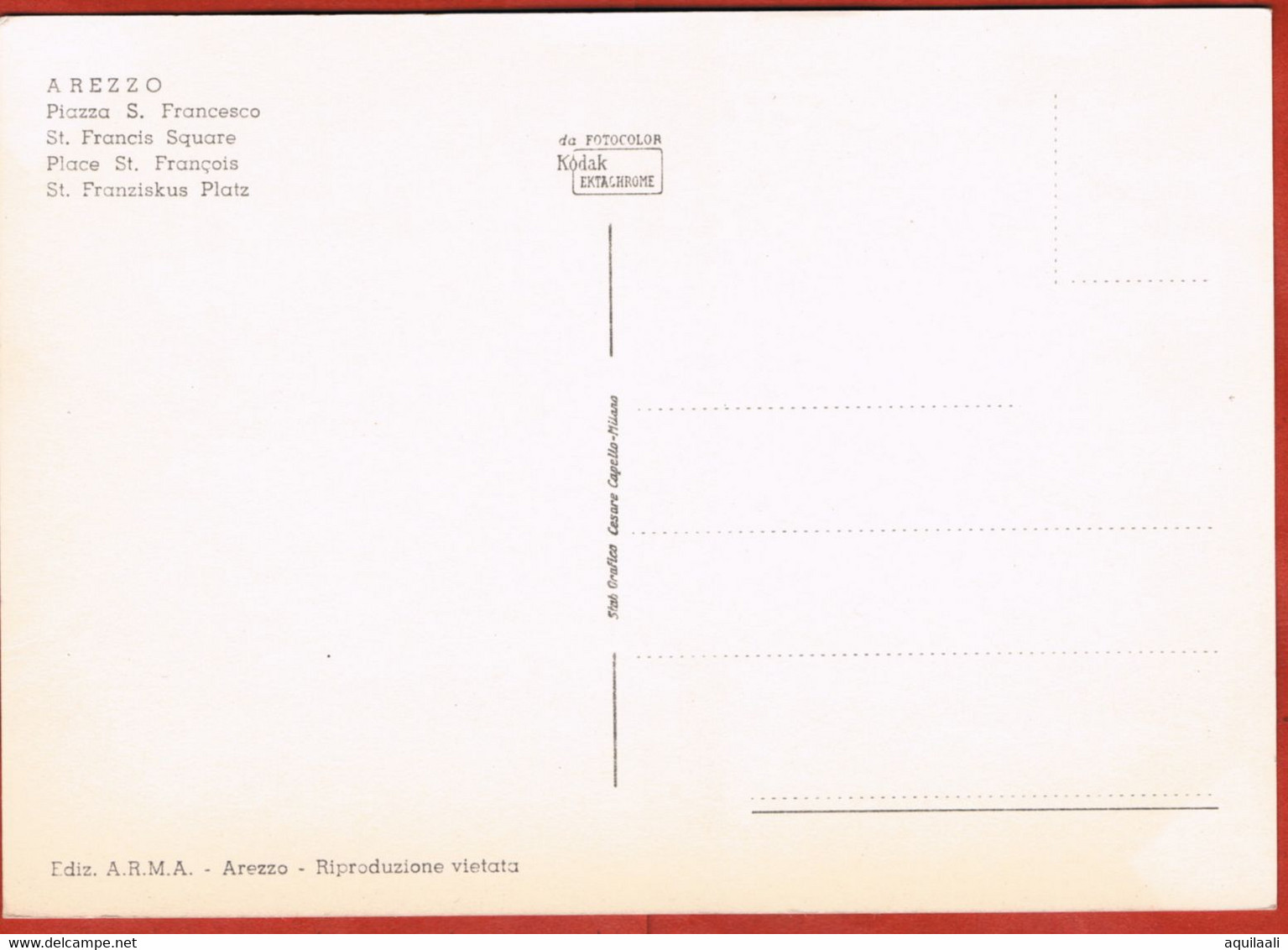 Arezzo, Piazza San Francesco. Cartolina Nuova Anni 1960/70. - Arezzo