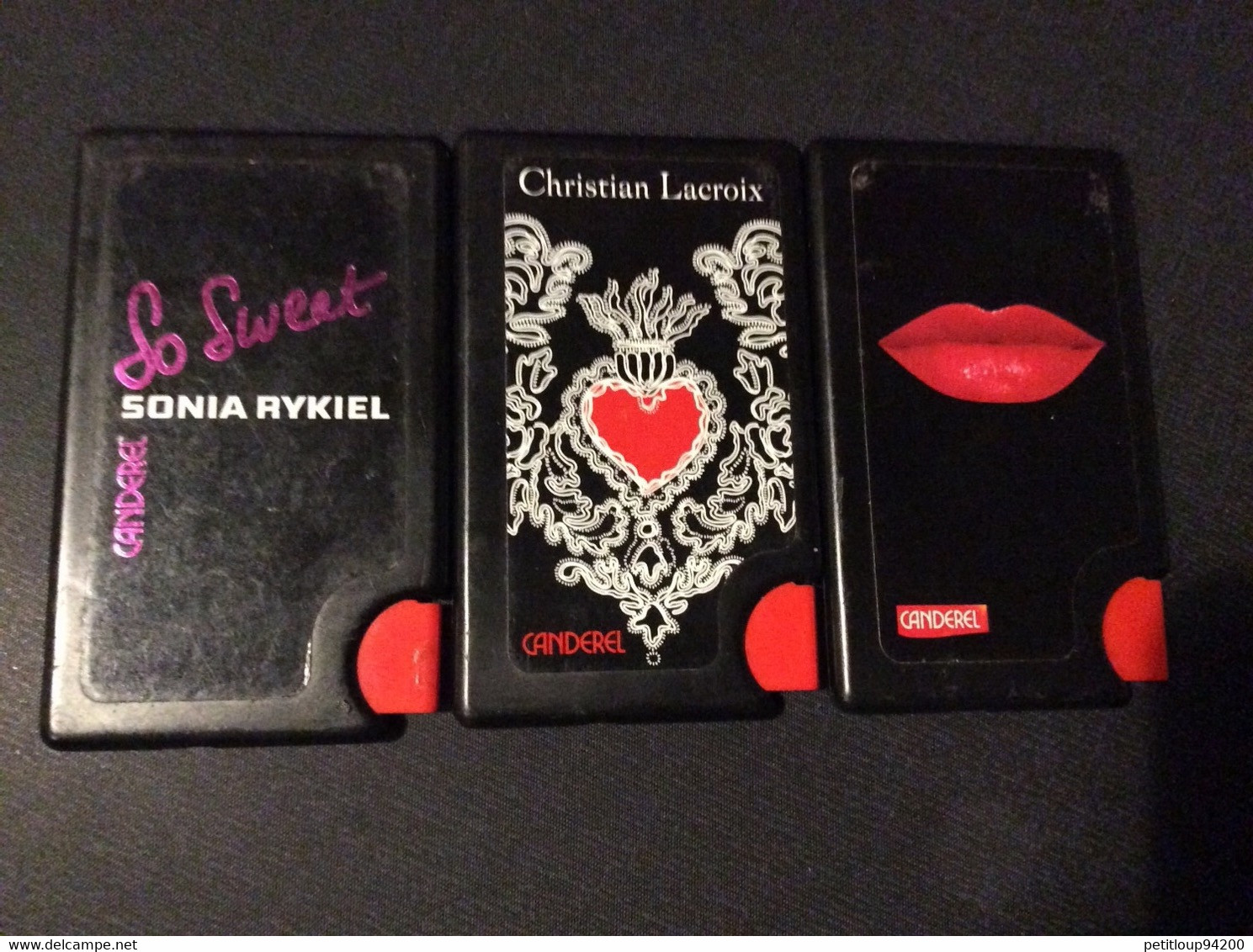 3 ETUIS Distributeurs  SUCRE CANDEREL *Christian Lacroix  *Sonia Rykiel  *Rouge - Boîtes